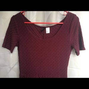 Burgundy Short Sleeve Dress